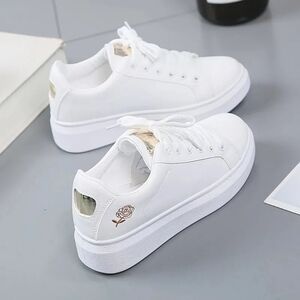 New  Leather Women's White Casual Woman Vulcanize Sneakers Breathable Sport Walk